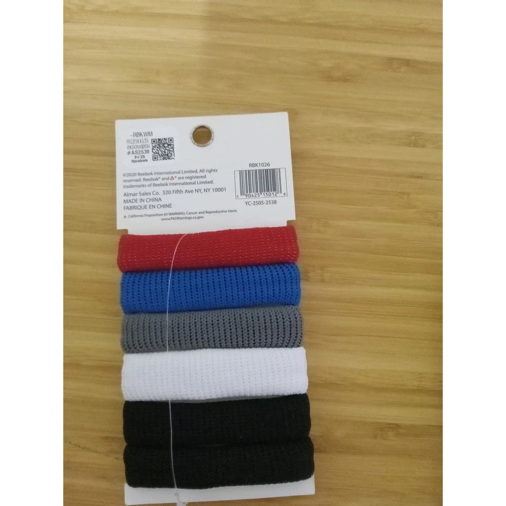 Reebok 6PC Thick Ponyos Hair Ties Multi Color Athletic Hair Bands RBK1026 NEW